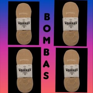 Bombas 4 Pair No Show Socks BNWT Beige Medium Lightweight Invisitoe
